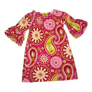 Lolly Wolly Doodle Pink and Lime Paisley Kids Dress